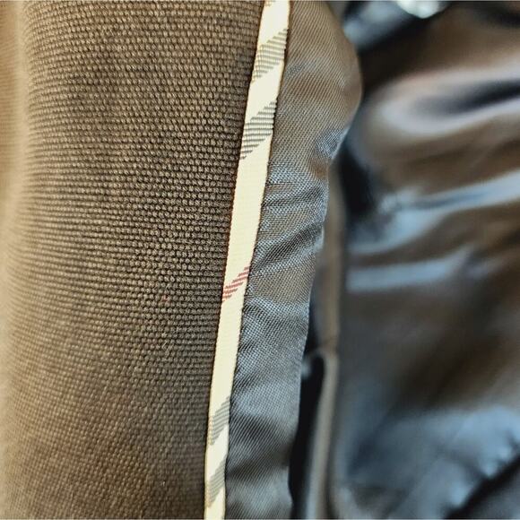 BURBERRY SIZE 14 LINEN BLACK ZIP UP BELTED LINED COAT - Picture 10 of 11